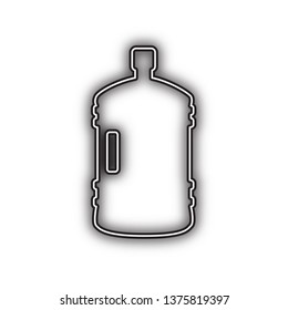 Plastic bottle silhouette sign. Vector. Double contour black icon with soft shadow at white background. Isolated.