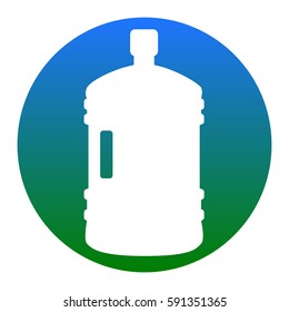 Plastic bottle silhouette sign. Vector. White icon in bluish circle on white background. Isolated.
