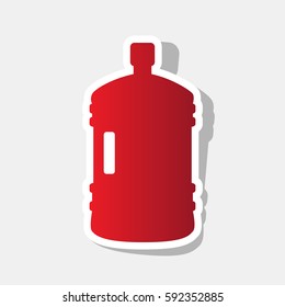 Plastic bottle silhouette sign. Vector. New year reddish icon with outside stroke and gray shadow on light gray background.