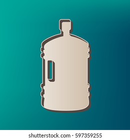Plastic bottle silhouette sign. Vector. Icon printed at 3d on sea color background.