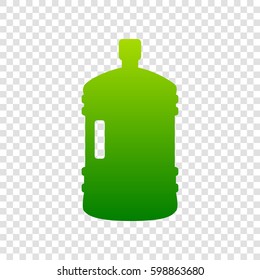 Plastic bottle silhouette sign. Vector. Green gradient icon on transparent background.