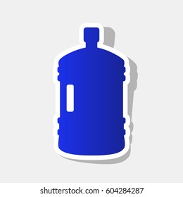Plastic bottle silhouette sign. Vector. New year bluish icon with outside stroke and gray shadow on light gray background.