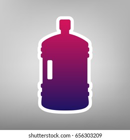 Plastic bottle silhouette sign. Vector. Purple gradient icon on white paper at gray background.