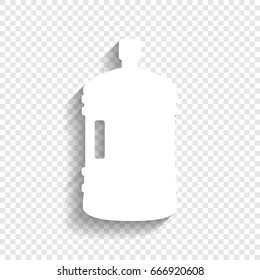 Plastic bottle silhouette sign. Vector. White icon with soft shadow on transparent background.