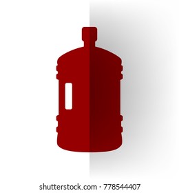 Plastic bottle silhouette sign. Vector.  icon on white bending paper background.