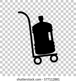Plastic bottle silhouette with water. Big bottle of water on tra