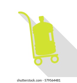 Plastic bottle silhouette with water. Big bottle of water on track. Pear icon with flat style shadow path.