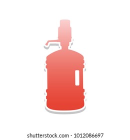 Plastic bottle silhouette with water and siphon. Vector. Reddish icon with white and gray shadow on white background. Isolated.