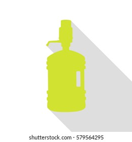 Plastic bottle silhouette with water and siphon. Pear icon with flat style shadow path.