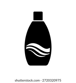 Plastic Bottle Silhouette with Wave Design for Shampoo or Detergent Product Mockup