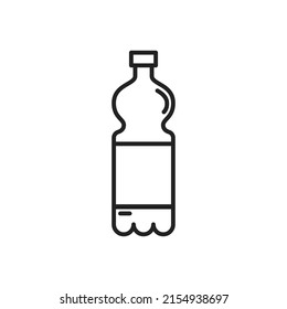 Botella plástica de icono de refresco. Ilustración vectorial negra de alta calidad.