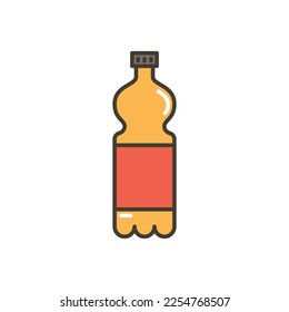 Botella plástica de icono de refresco. Ilustración vectorial de color de alta calidad.
