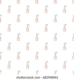 Plastic bottle with sprayer for liquids pattern seamless repeat in cartoon style vector illustration