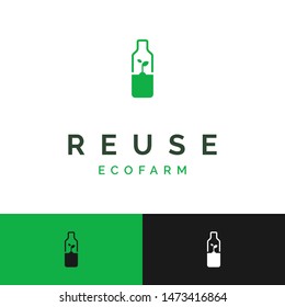 Plastic Bottle Sprout Plant Reuse Environmentally Friendly logo design