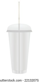 Plastic bottle with straw. vector