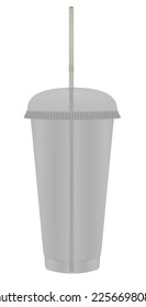 Plastic bottle with straw. vector