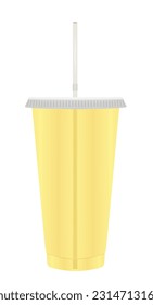 Plastic bottle with straw. vector