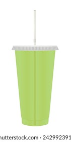 Plastic bottle with straw. vector