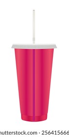 Plastic bottle with straw. vector