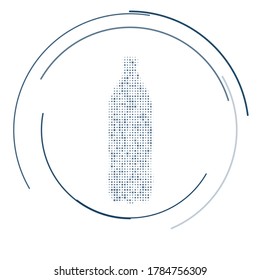 The plastic bottle symbol filled with dark blue dots. Vector illustration on white background