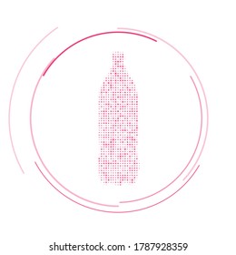 El símbolo del frasco de plástico está lleno de puntos rosas. Ilustración del vector sobre fondo blanco
