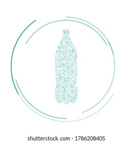 The plastic bottle symbol filled with teal dots. Vector illustration on white background