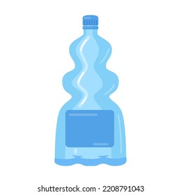 Plastic bottle. Transparent container, liter for recycling isolated on white. Vector illustration for pure water consumption, packaging, reusable trash concept