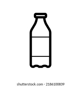 Plastic bottle vector art with labe. Milk bottle illustration vector with label. Dairy vector icon in white solid flat design icon isolated on white background.