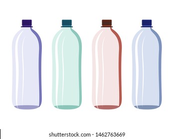 Plastic bottle vector big 2 liter set purple cyan red blue isolated on white background