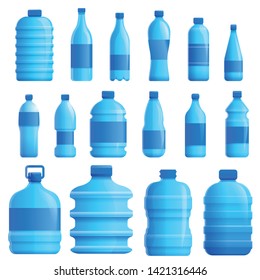 Plastic bottle vector icons set. Cartoon set of plastic bottle vector icons for web design