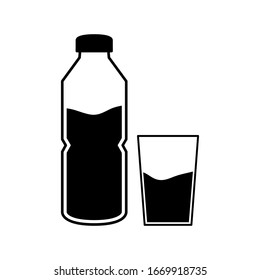 Plastic bottle vector illustration, line design icon isolated on white