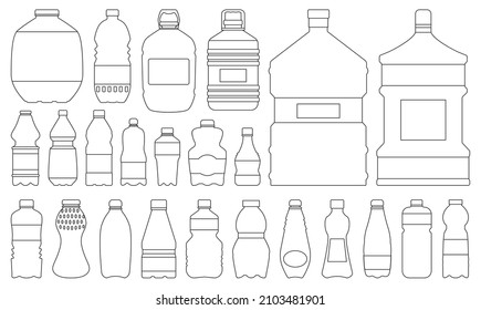 Plastic bottle vector outline set icon. Vector illustration water container on white background. Isolated outline set icon plastic bottle.