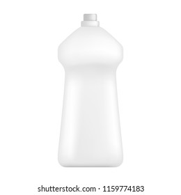 Plastic bottle of wash detergent mockup. Realistic illustration of plastic bottle of wash detergent vector mockup for web design isolated on white background