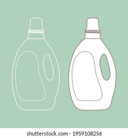 Plastic bottle of washing liquid mockup. Vector illustration of package for liquid. Outline design icon.