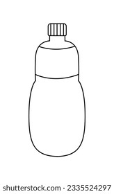 Plastic bottle for water doodle. Hand drawn illustration isolated on white background.