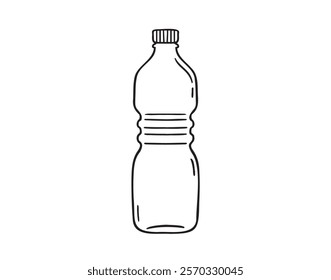 plastic bottle of water doodle hand drawn icon. Outline drawing plastic bottle of water line clipart symbol. Vector illustration