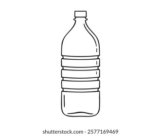 plastic bottle of water doodle hand drawn icon. Outline drawing plastic bottle of water line clipart symbol. Vector illustration