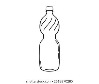 garrafa plástica de água doodle ícone desenhado à mão. Contorno desenho garrafa plástica de linha de água clipart símbolo. Ilustração vetorial