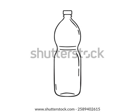plastic bottle of water doodle hand drawn icon. Outline drawing plastic bottle of water line clipart symbol. Vector illustration