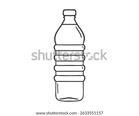 plastic bottle of water doodle hand drawn icon. Outline drawing plastic bottle of water line clipart symbol. Vector illustration