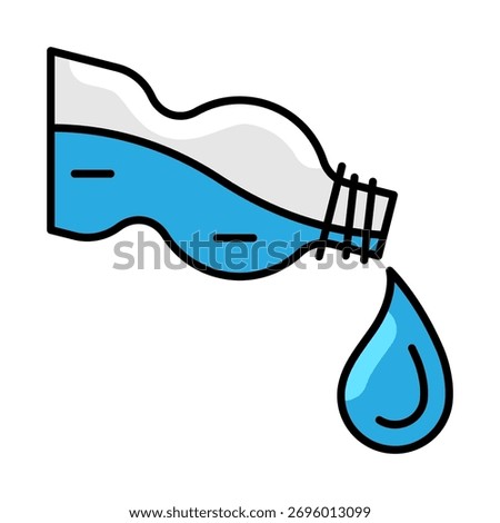 Plastic bottle with water drop icon. Aqua or liquid thin line illustration.