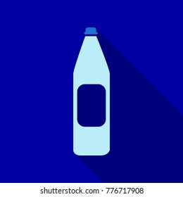 Plastic bottle of water. Water drop sign. Vector illustration
