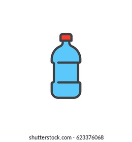 Plastic bottle of water filled outline icon, line vector sign, linear colorful pictogram isolated on white. Symbol, logo illustration. Editable stroke. Pixel perfect