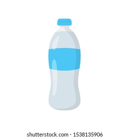 plastic bottle with water in flat style, vector illustration