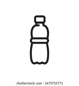 plastic bottle of water icon, line art