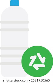 Plastic Bottle Water Icon Vector Flat Illustration