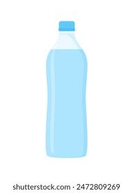 Botella plástica del agua aislada sobre fondo blanco, Ilustración vectorial plana