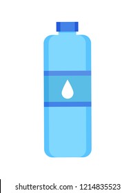 Plastic bottle with water isolated vector. Aqua bottled in container, fresh liquid against dehydration of human body. Healthy beverage in reservoir