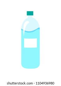 Plastic bottle of water object closeup, pure liquid important for human body and life, refreshment of healthy drink, isolated on vector illustration