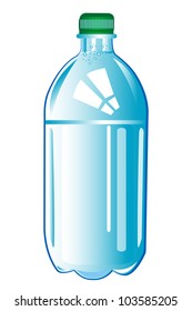 Plastic bottle with water on white background is insulated